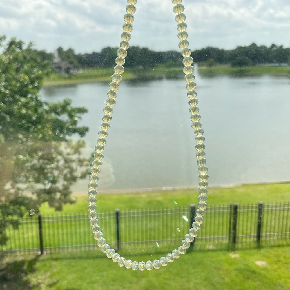 Opalescent Crystal Choker Necklace, Golden Aura, Neutral, Sparkly, Aura Effect